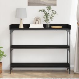 Berkfield Home Console Table Black Oak 100x30x80 cm Engineered Wood & Steel - Size: 100 x 30 x 80 cm - thumbnail 4