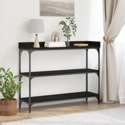 Berkfield Home Console Table Black Oak 100x30x80 cm Engineered Wood & Steel - Size: 100 x 30 x 80 cm