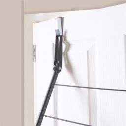 OHS Over Door Clothes Airer Utility Caravan Towel Clothes Drying Rack Hanger Compact in Black - thumbnail 4