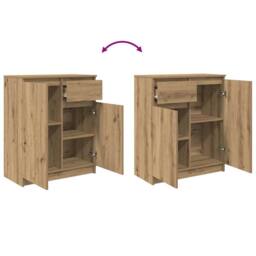 Berkfield Home Sideboard with Drawer Artisan Oak 71x35x84 cm Engineered Wood in Brown - Size: 71 x 35 x 84 cm - thumbnail 9
