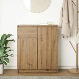 Berkfield Home Sideboard with Drawer Artisan Oak 71x35x84 cm Engineered Wood in Brown - Size: 71 x 35 x 84 cm - thumbnail 3