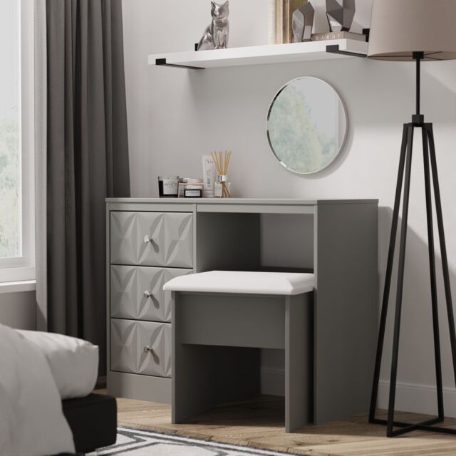 Ready Assembled 2 U Memphis 3 Drawer Desk/ dressing Table (Ready Assembled) in Grey - Size: Medium - image 1