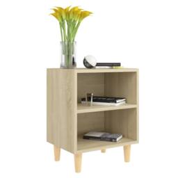 Berkfield Home Bed Cabinets with Solid Wood Legs 2 pcs Sonoma Oak 40x30x50 cm in Brown - Size: 40 x 30 x 50 cm - thumbnail 3