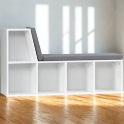 Pirlo Plush Modern Bookcase Storage Cabinet With Reading Seat White - thumbnail 4