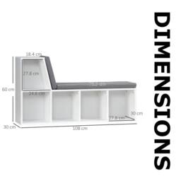 Pirlo Plush Modern Bookcase Storage Cabinet With Reading Seat White - thumbnail 8