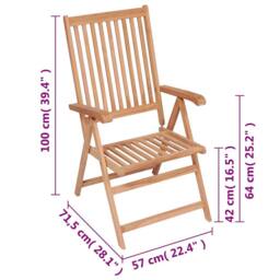 Berkfield Home Reclining Garden Chairs 6 pcs Solid Teak Wood in Brown - thumbnail 8