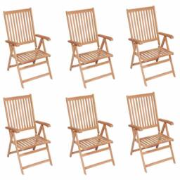 Berkfield Home Reclining Garden Chairs 6 pcs Solid Teak Wood in Brown - thumbnail 2