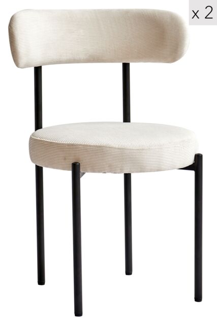 Nordlys Set of 2 Scandinavian Metal Dining Room Chairs in Cream - image 1