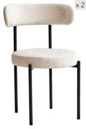 Nordlys Set of 2 Scandinavian Metal Dining Room Chairs in Cream - thumbnail 1