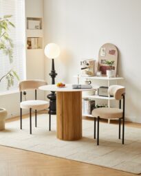 Nordlys Set of 2 Scandinavian Metal Dining Room Chairs in Cream - thumbnail 3