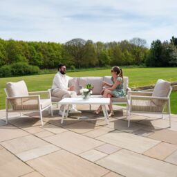 Monstershop Aluminium 4 Piece Sofa Set with Black Rattan Storage Box - White - thumbnail 4