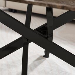 FurnitureboxUK Leonardo Rectangular Marble Effect Glass Top Coffee Table With Black Metal Starburst Legs in Grey - thumbnail 5