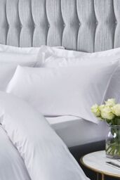 Catherine Lansfield 'Satin Stripe 300 Thread Count Cotton' Oxford Pillowcases in White