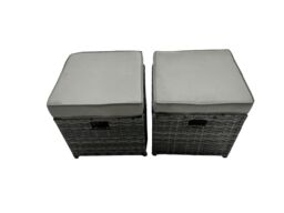 Fimous Outdoor Love Sofa Set &Oblong Coffee Table 4 Stools in Dark Grey - thumbnail 6