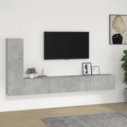 Berkfield Home 3 Piece TV Cabinet Set Concrete Grey Engineered Wood - thumbnail 2
