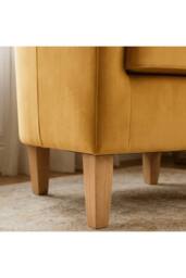 Home Source Velvet Fabric Tub Chair Sofa Armchair Living Room Modern Office in Mustard - thumbnail 4