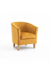 Home Source Velvet Fabric Tub Chair Sofa Armchair Living Room Modern Office in Mustard - thumbnail 5