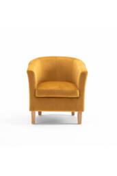 Home Source Velvet Fabric Tub Chair Sofa Armchair Living Room Modern Office in Mustard - thumbnail 6