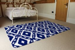 Benjamin Tate Design Tribal Art Ikat Ogee In Traditional Classic Blue Designer Rug in Natural - Size: Large - thumbnail 3