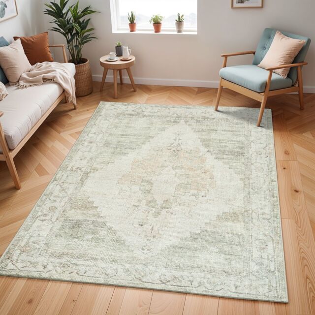 Livabliss Becki Owens Luca Vintage Blue Brown Green Traditional Boho Living Dining Rug - Size: 80 cm x 220 cm - image 1