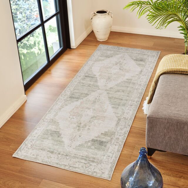 Livabliss Becki Owens Luca-Vintage Blue Brown Green Traditional Boho Living Dining Rug - Size: 80 cm x 220 cm - image 1