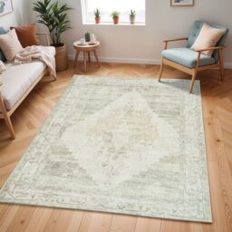 Livabliss Becki Owens Luca Vintage Blue Brown Green Traditional Boho Living Dining Rug - Size: 80 cm x 220 cm - thumbnail 1