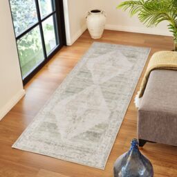 Livabliss Becki Owens Luca-Vintage Blue Brown Green Traditional Boho Living Dining Rug - Size: 80 cm x 220 cm - thumbnail 1