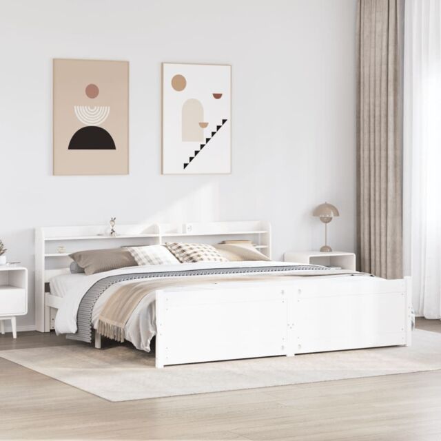 Berkfield Home Bed Frame with Headboard without Mattress White 180x200 cm Super King - image 1