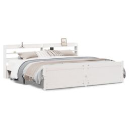 Berkfield Home Bed Frame with Headboard without Mattress White 180x200 cm Super King - thumbnail 2