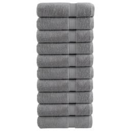 Berkfield Home Premium Hand Towels SOLUND 10pcs Grey 50x100cm 600gsm - thumbnail 2