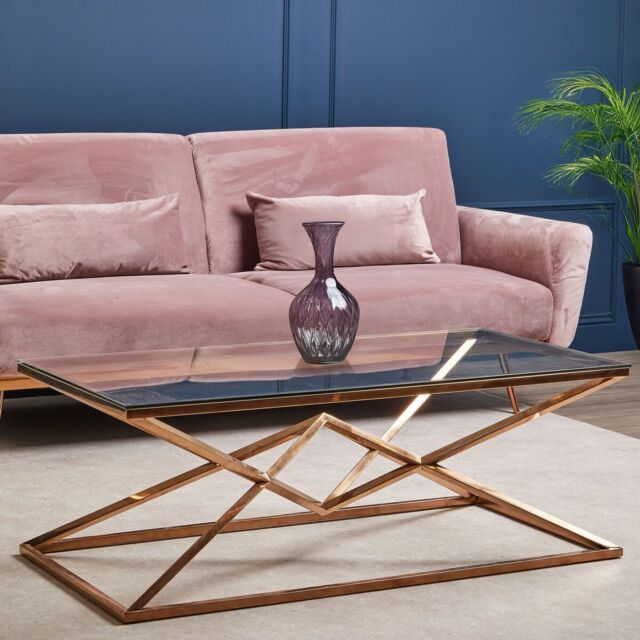 Orsina Geometric Design Corseted Coffee Table, Stunning Display Table, Easily Maintained Decorative Table in Gold - image 1