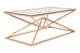 Orsina Geometric Design Corseted Coffee Table, Stunning Display Table, Easily Maintained Decorative Table in Gold - thumbnail 2