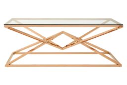 Orsina Geometric Design Corseted Coffee Table, Stunning Display Table, Easily Maintained Decorative Table in Gold - thumbnail 6