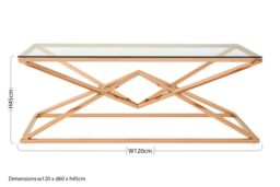 Orsina Geometric Design Corseted Coffee Table, Stunning Display Table, Easily Maintained Decorative Table in Gold - thumbnail 5