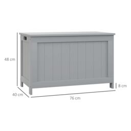 HOMCOM Storage Chest, Modern Storage Trunk with 2 Safety Hinges & Cut-out Handles, Wooden Toy Box for Living Room, Entryway, 76 x 40 x 48 cm in Grey - thumbnail 3