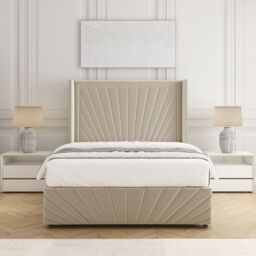 "BSSPOKE Nola Divan Bed Set Plush 54"" Headboard 2 Drawers Footend & Mattress in Cream - Size: King" - thumbnail 2