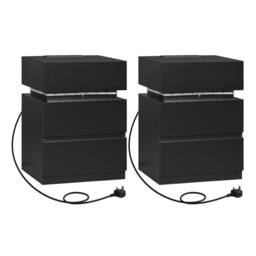 FORGEVIO Drawer Bedside Table Nightstand with Charging Station 2 in Black - thumbnail 3