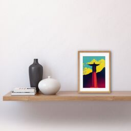 "Artery8 Wall Art Print Christ the Redeemer Rio Brazil Pop Artwork Framed 9X7 Inch in Beige - Size: W7"" x H9""" - thumbnail 2