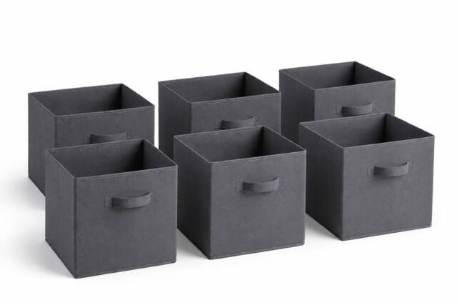 SPOT ON DEALZ Set of 6Grey Woven Storage Baskets Cube Organizer Shelf Bin for Closet in Grey - image 1