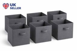 SPOT ON DEALZ Set of 6Grey Woven Storage Baskets Cube Organizer Shelf Bin for Closet in Grey - thumbnail 5