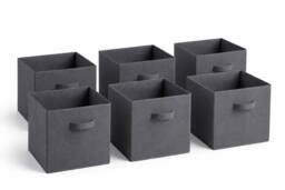 SPOT ON DEALZ Set of 6Grey Woven Storage Baskets Cube Organizer Shelf Bin for Closet in Grey - thumbnail 1