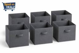 SPOT ON DEALZ Set of 6Grey Woven Storage Baskets Cube Organizer Shelf Bin for Closet in Grey - thumbnail 6
