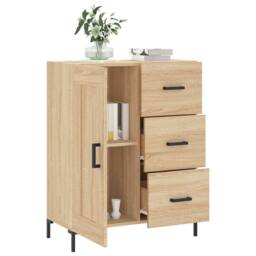 Berkfield Home Sideboard Sonoma Oak 69.5x34x90 cm Engineered Wood in Light Tan - thumbnail 4