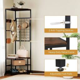 Kelvenix Freestanding Coat Rack with Shoe Racks in Black - Size: 0.6m2 - thumbnail 4