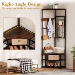 Kelvenix Freestanding Coat Rack with Shoe Racks in Black - Size: 0.6m2 - thumbnail 5
