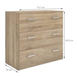 Wyld Haus Berlin 3 Drawer Chest Light Oak Effect in Natural - thumbnail 8