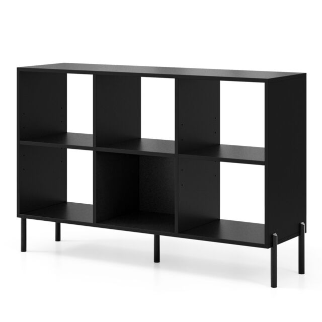 Costway 6-Cube Storage Bookcase Wooden Open Bookshelf in Black - image 1
