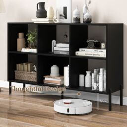 Costway 6-Cube Storage Bookcase Wooden Open Bookshelf in Black - thumbnail 5