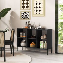 Costway 6-Cube Storage Bookcase Wooden Open Bookshelf in Black - thumbnail 6