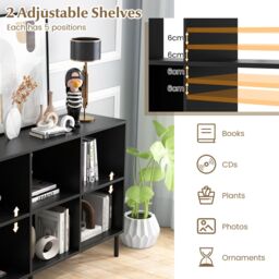 Costway 6-Cube Storage Bookcase Wooden Open Bookshelf in Black - thumbnail 3